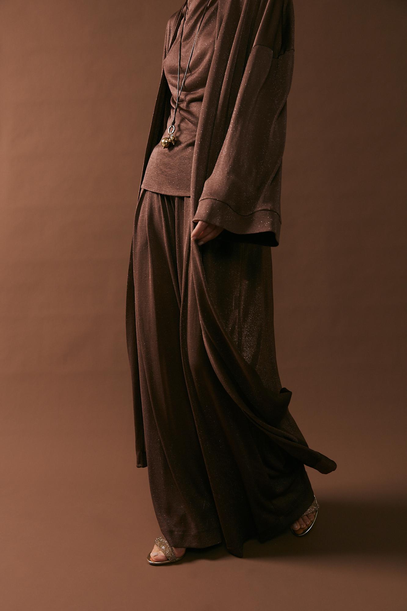 Seven Lab - Брюки с люрексом в коричневом цвете