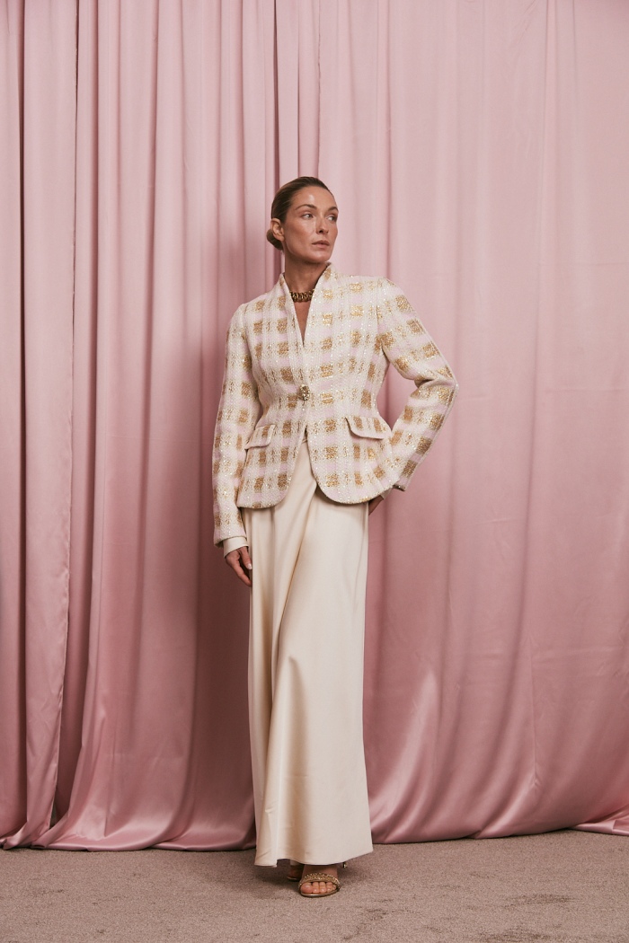 Seven Lab - Жакет приталенный в клетку в розовом цвете