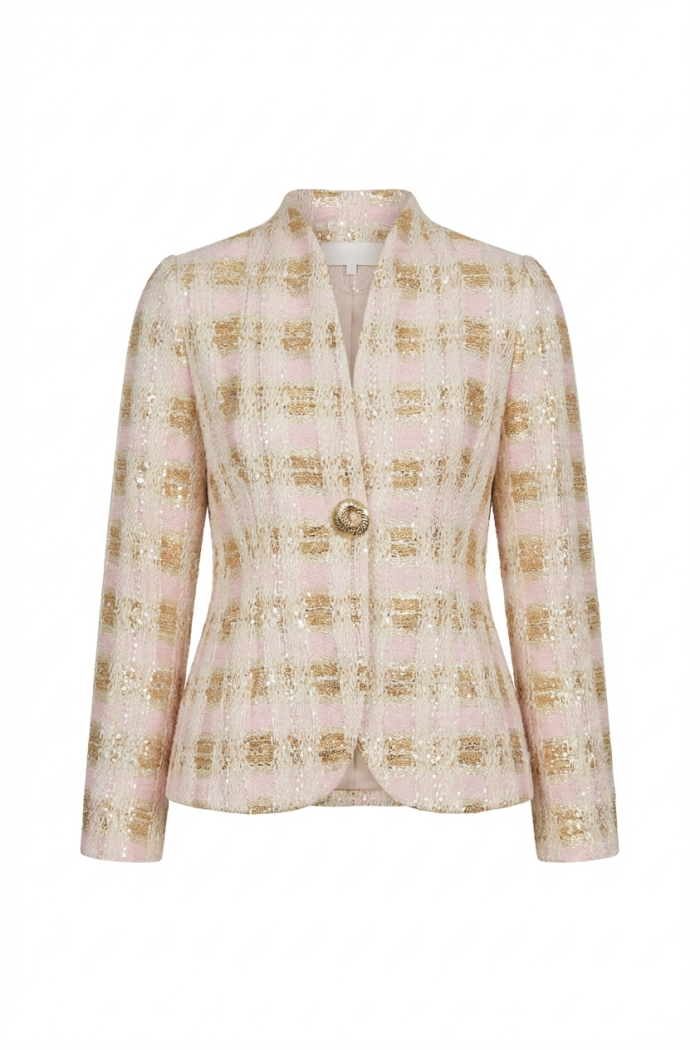 Seven Lab - Жакет приталенный в клетку в розовом цвете