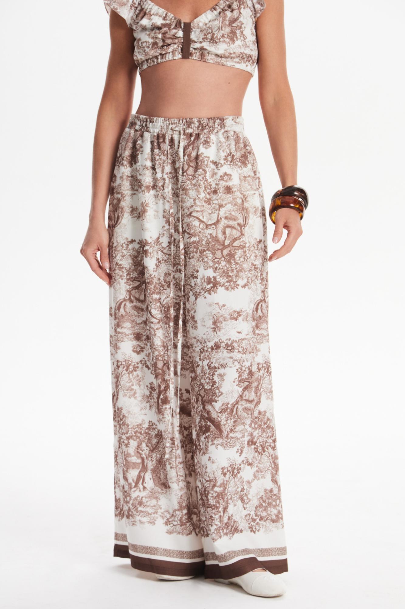 Seven Lab - Брюки с принтом туаль в коричневом цвете