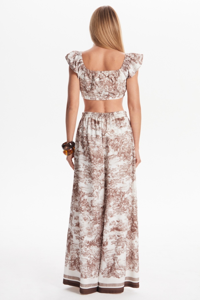 Seven Lab - Брюки с принтом туаль в коричневом цвете