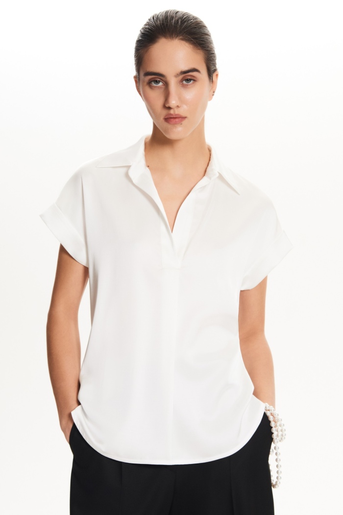 Seven Lab - Блуза с коротким рукавом в белом цвете