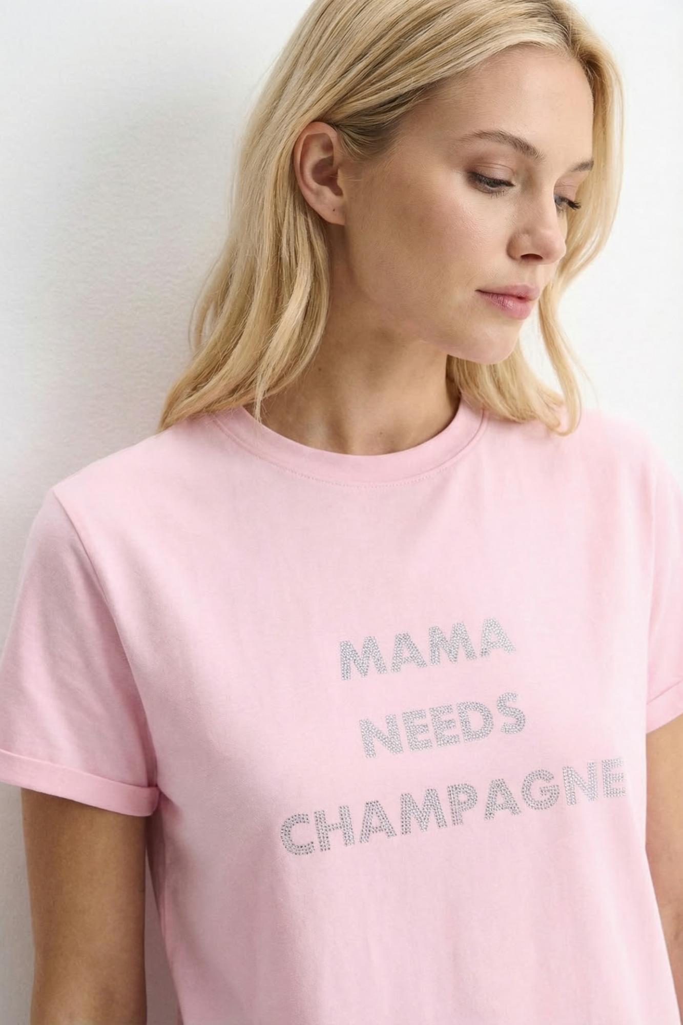 Seven Lab - Футболка с надписью из страз в розовом цвете