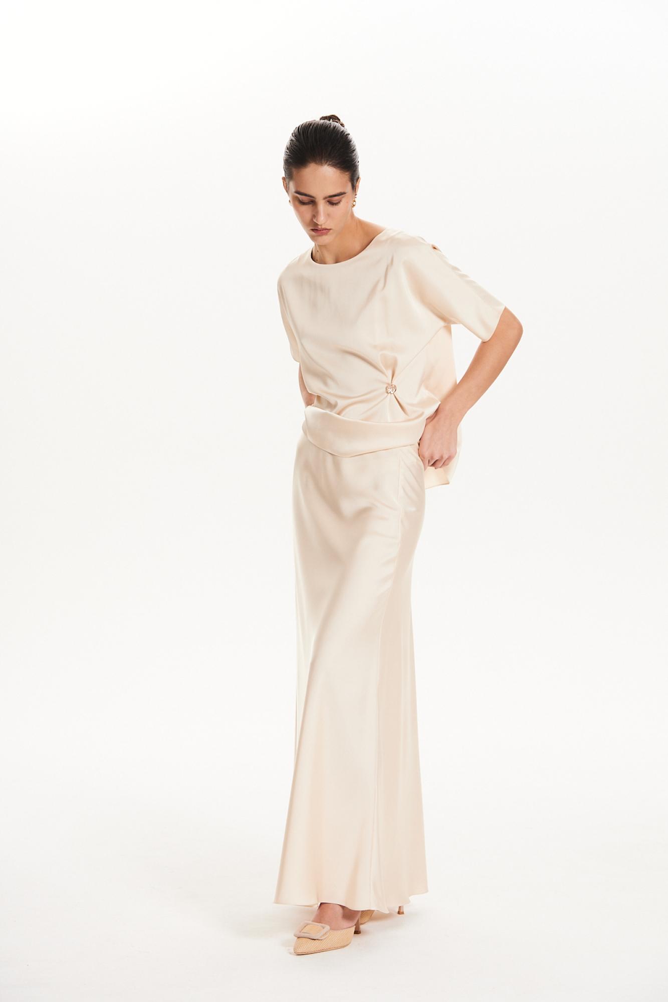 Seven Lab - Блуза с декоративной пуговицей из поливискозы в кремовом цвете