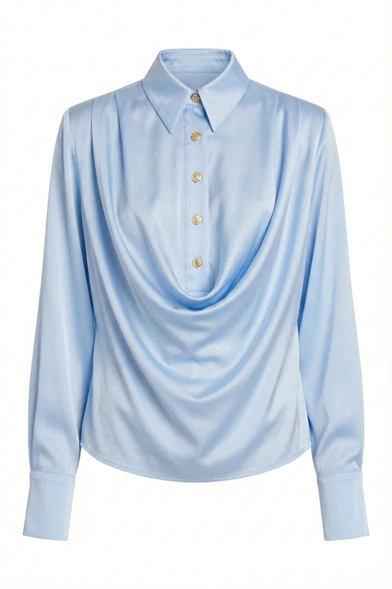 Seven Lab - Блуза с акцентными плечами в голубом цвете, женская