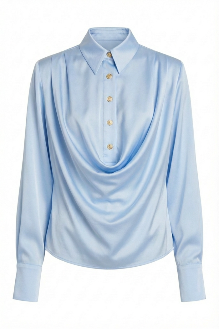 Seven Lab - Блуза с акцентными плечами в голубом цвете