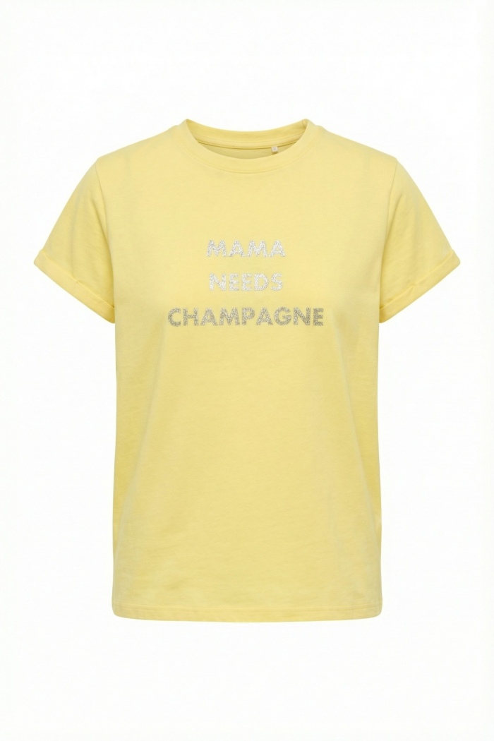 Seven Lab - Футболка с надписью из страз в желтом цвете