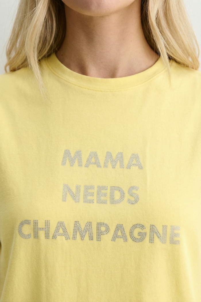 Seven Lab - Футболка с надписью из страз в желтом цвете