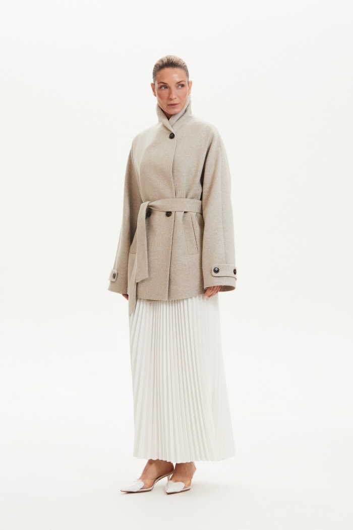 Seven Lab - Полупальто на запах в бежевом цвете