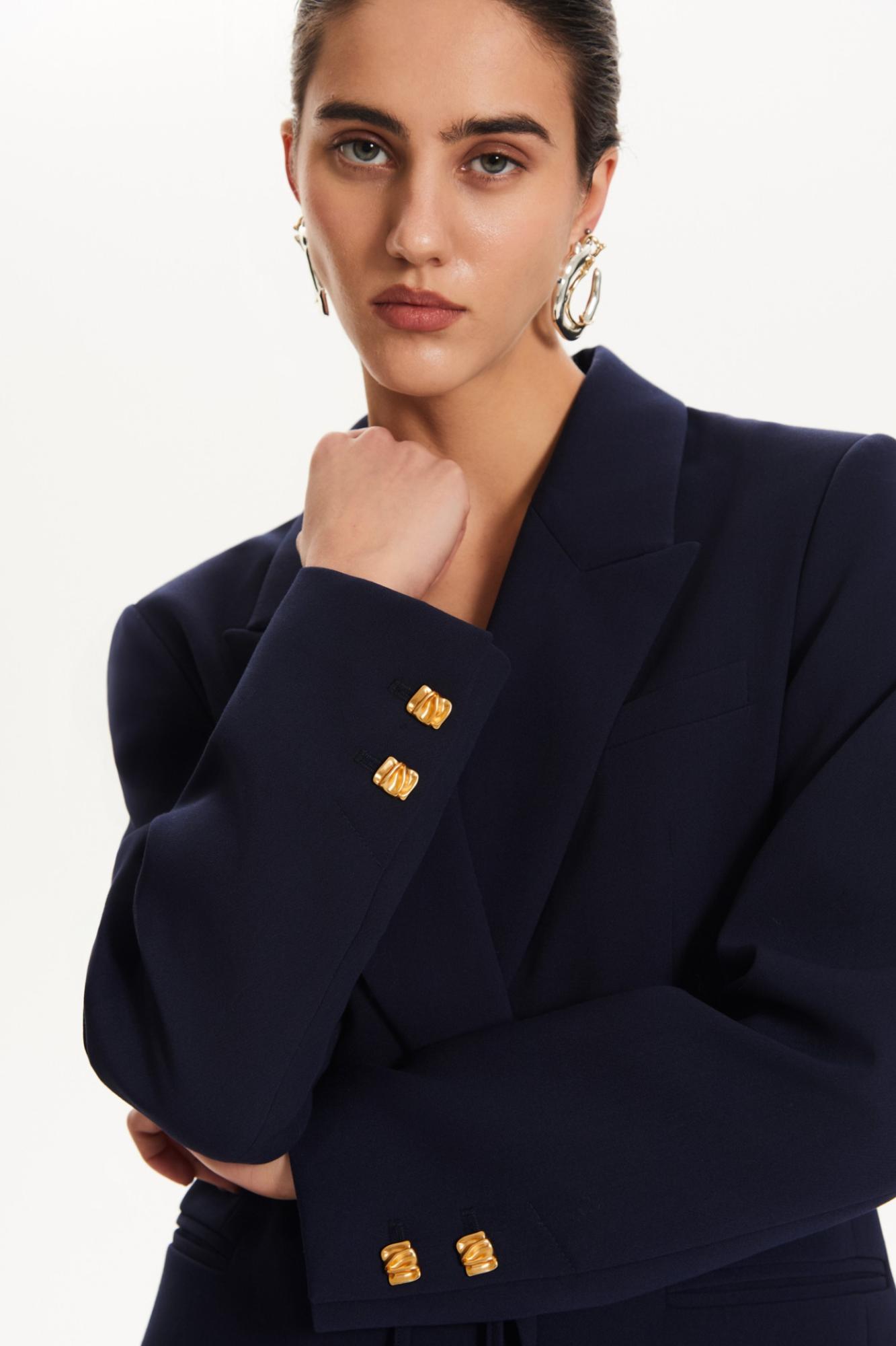 Seven Lab - Жакет прямого кроя с тонким поясом в синем цвете