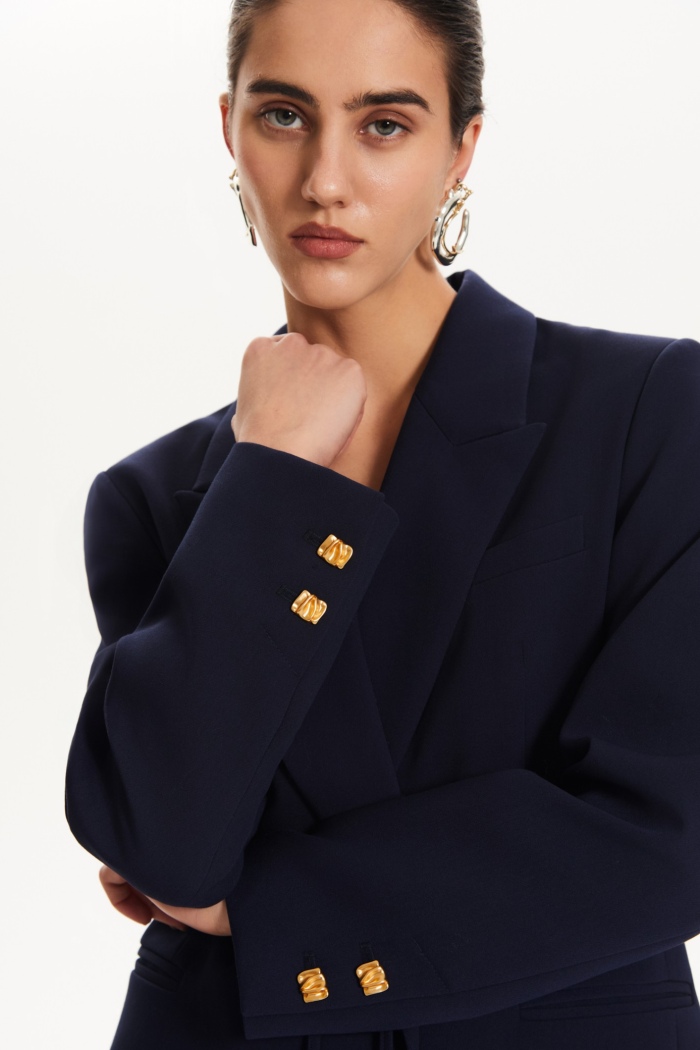 Seven Lab - Жакет прямого кроя с тонким поясом в синем цвете