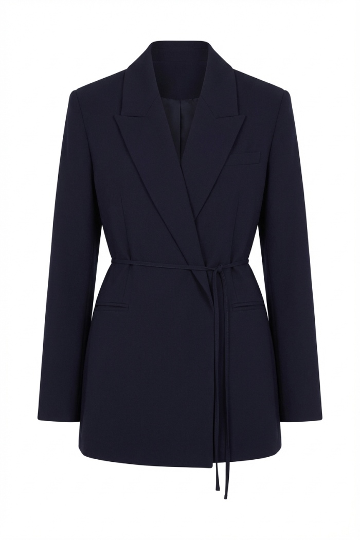 Seven Lab - Жакет прямого кроя с тонким поясом в синем цвете