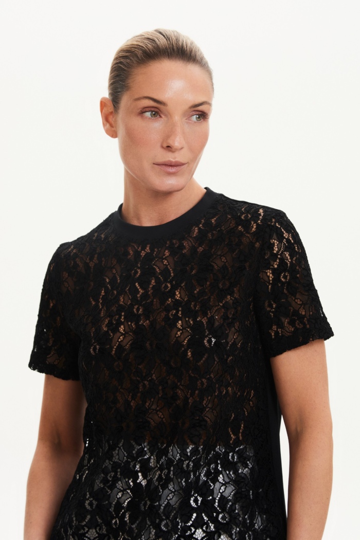 Seven Lab - Футболка кружевная в черном цвете