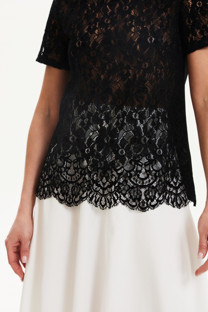 Seven Lab - Футболка кружевная в черном цвете