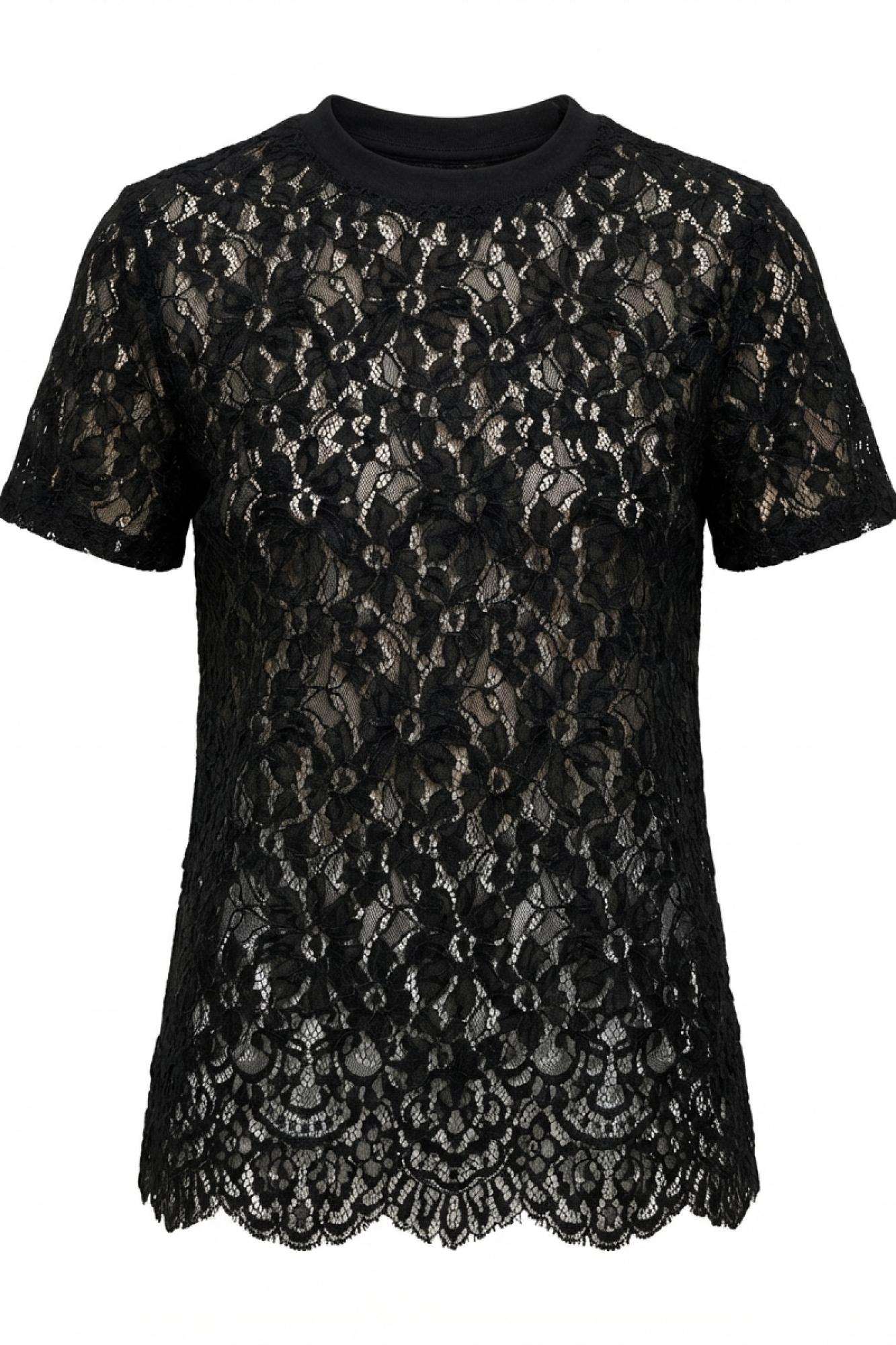 Seven Lab - Футболка кружевная в черном цвете