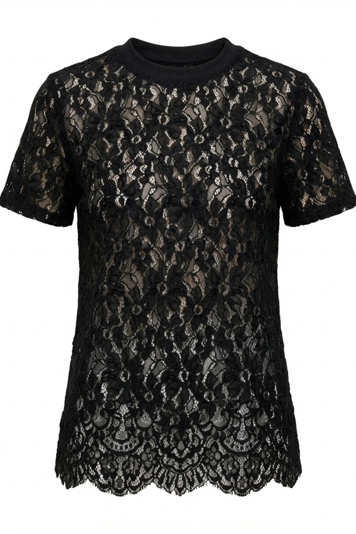Seven Lab - Футболка кружевная в черном цвете