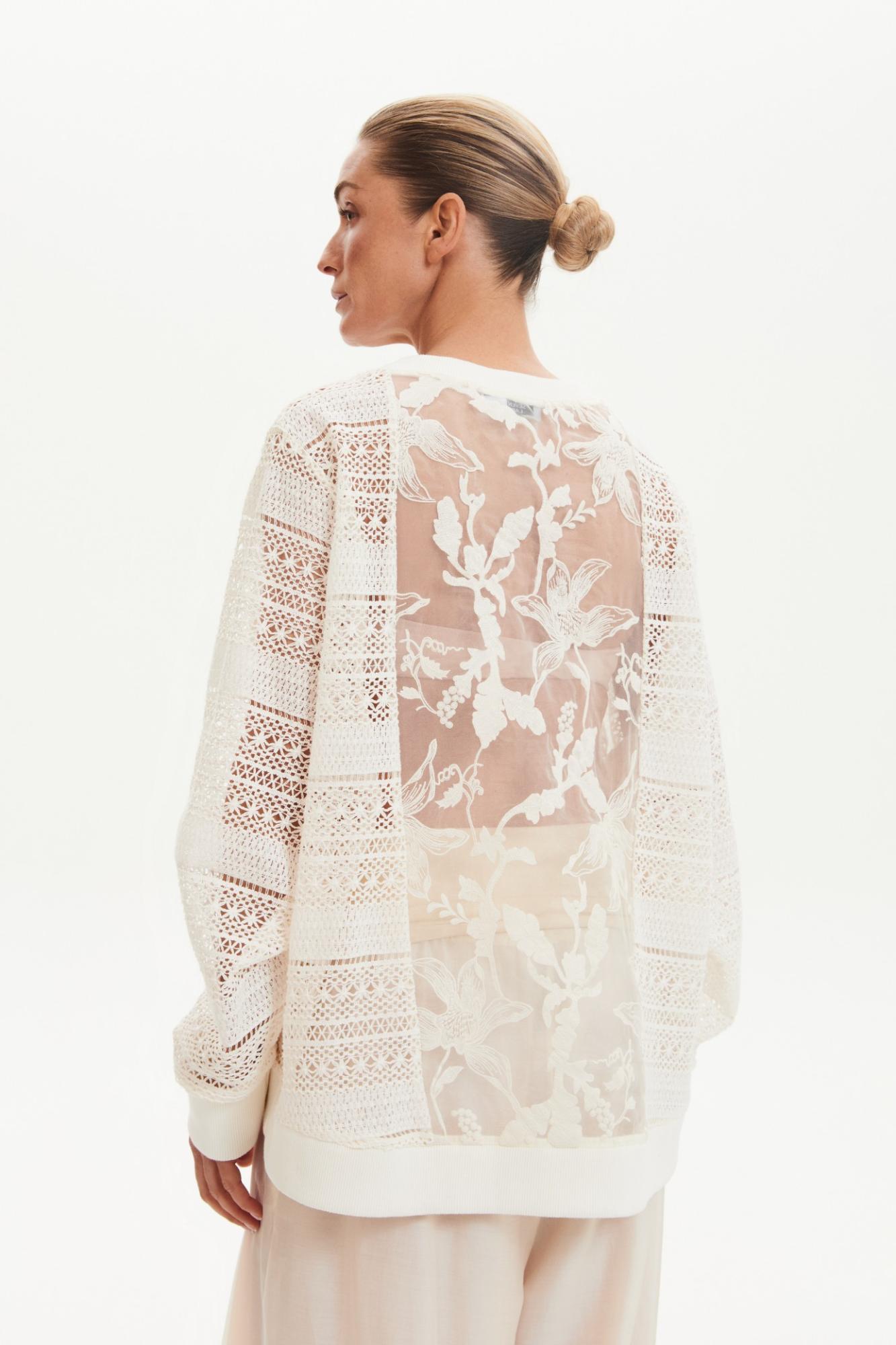 Seven Lab - Свитшот с кружевом в молочном цвете