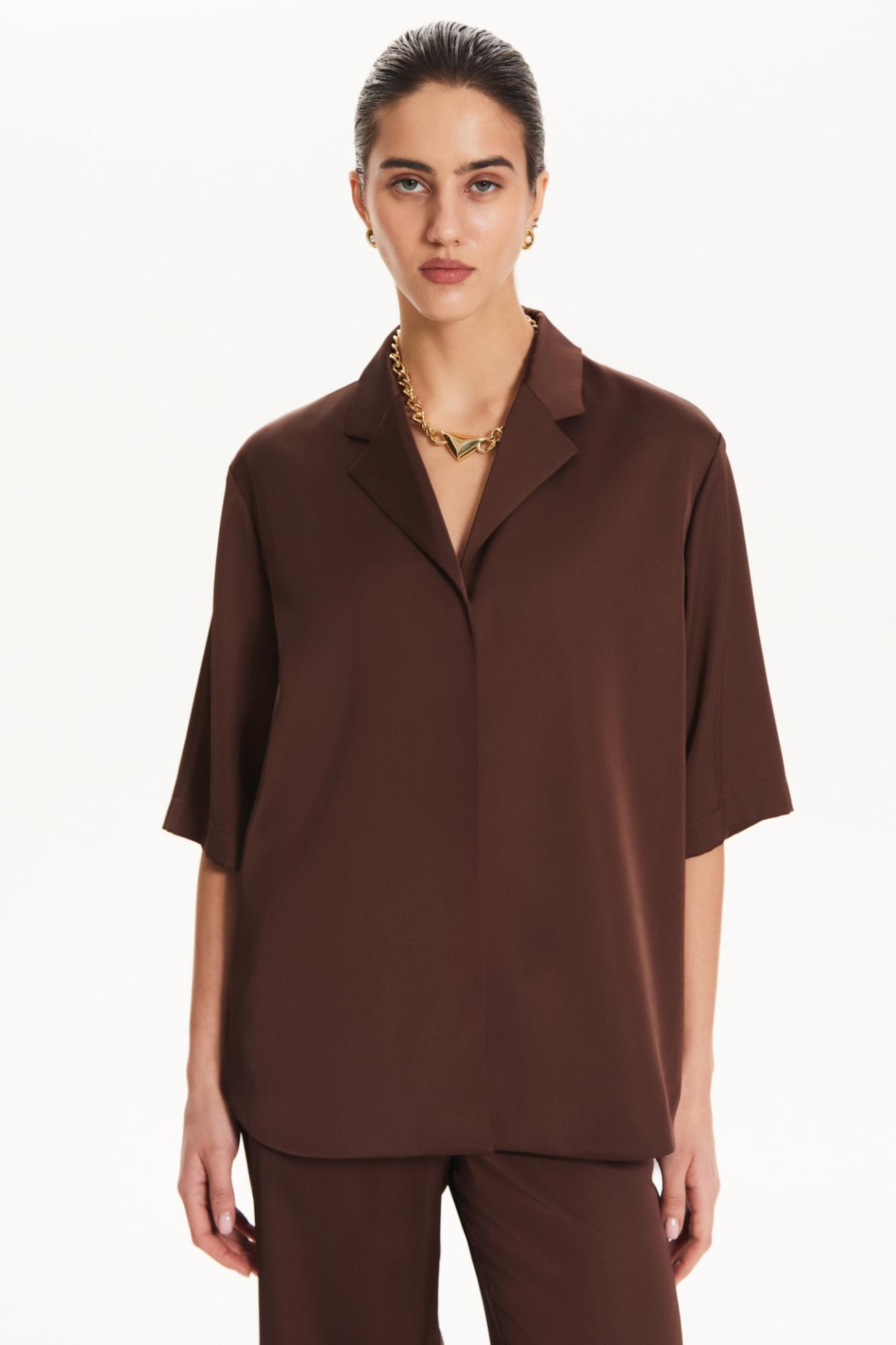 Seven Lab - Жакет с коротким рукавом в шоколадном цвете