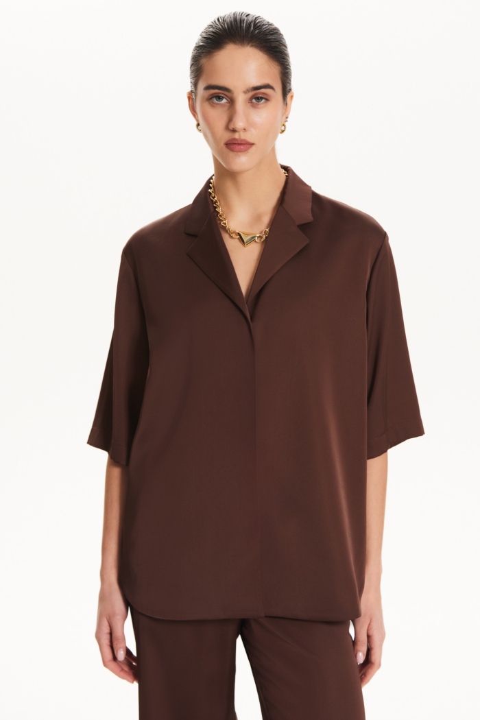 Seven Lab - Жакет с коротким рукавом в шоколадном цвете