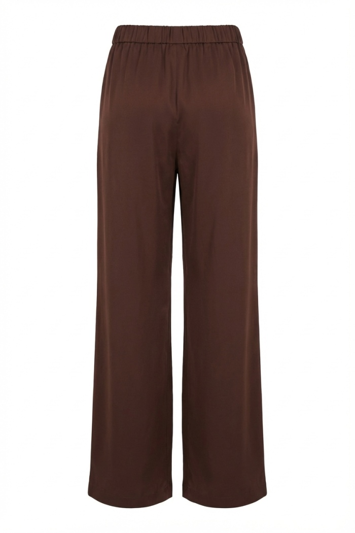 Seven Lab - Брюки прямого кроя на резинке в шоколадном цвете