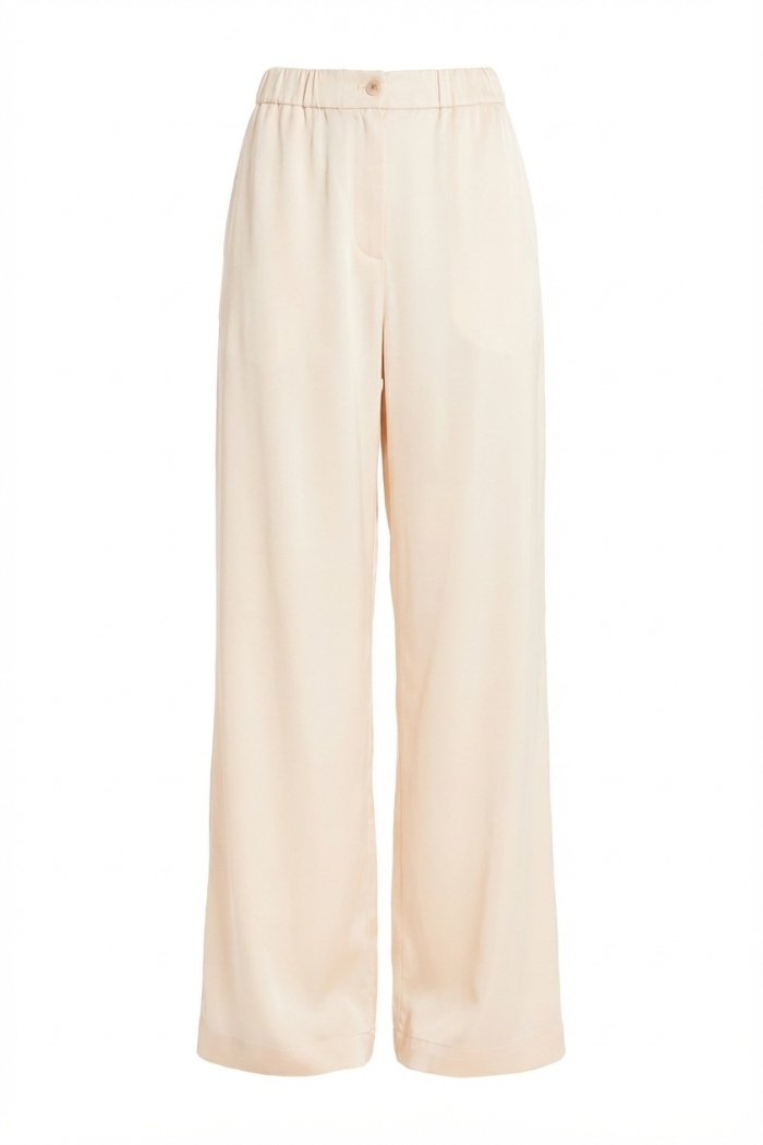 Seven Lab - Брюки прямого кроя на резинке в кремовом цвете