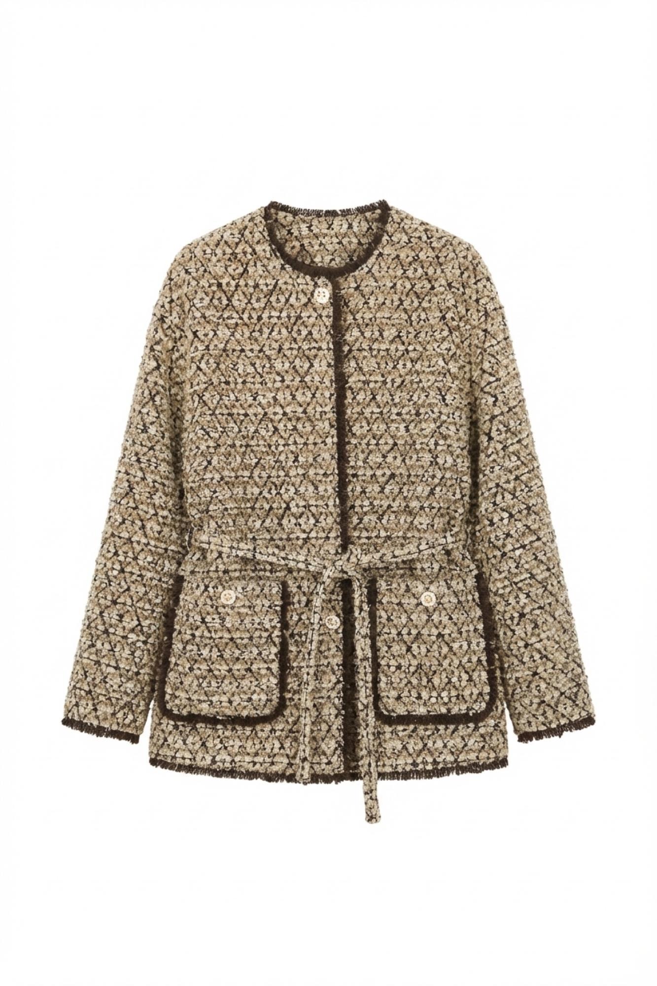 Seven Lab - Жакет из твида с шерстью в бежевом цвете