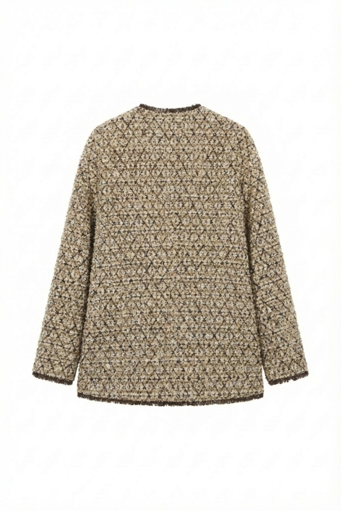 Seven Lab - Жакет из твида с шерстью в бежевом цвете