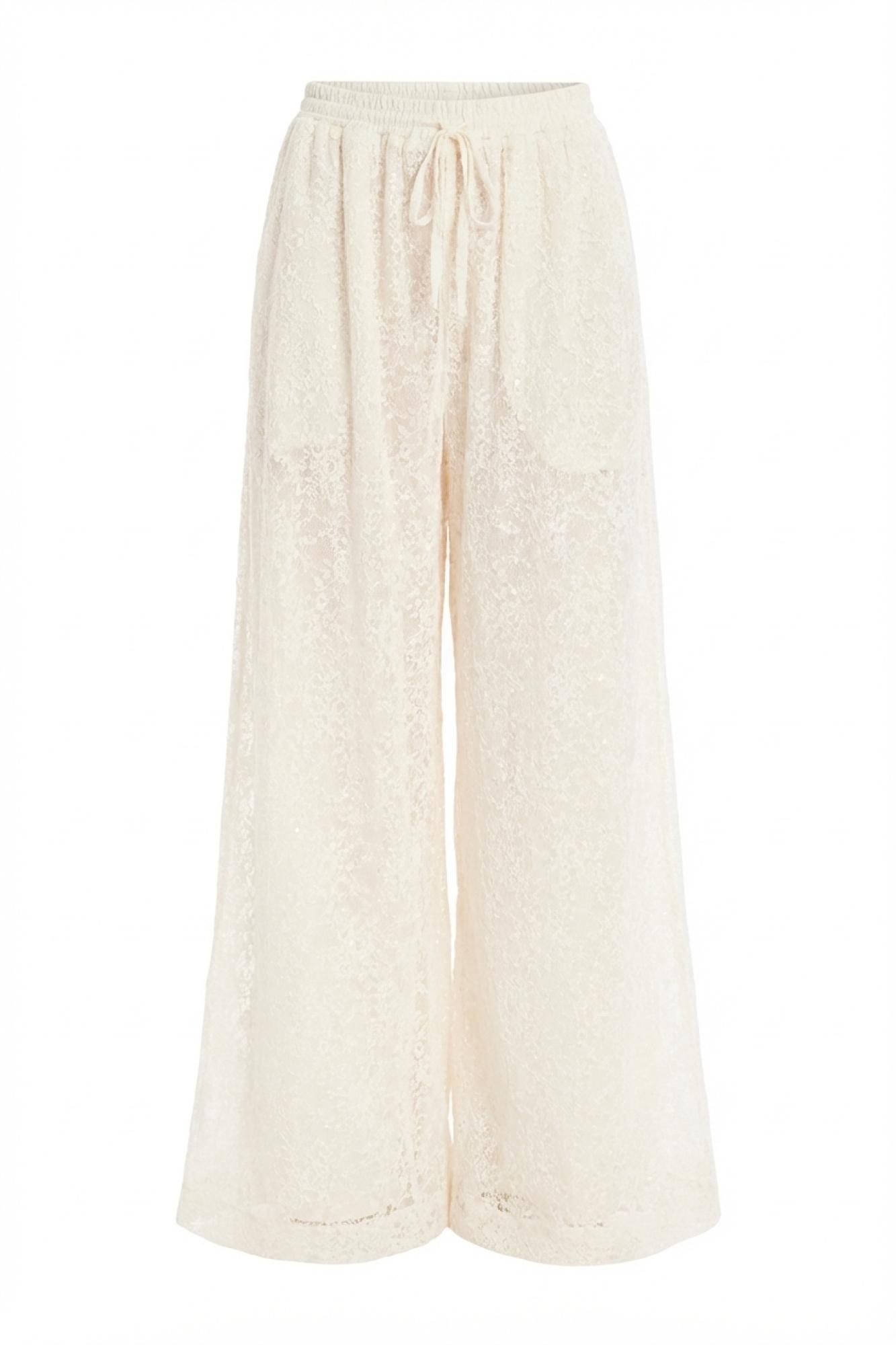 Seven Lab - Брюки из кружева в молочном цвете