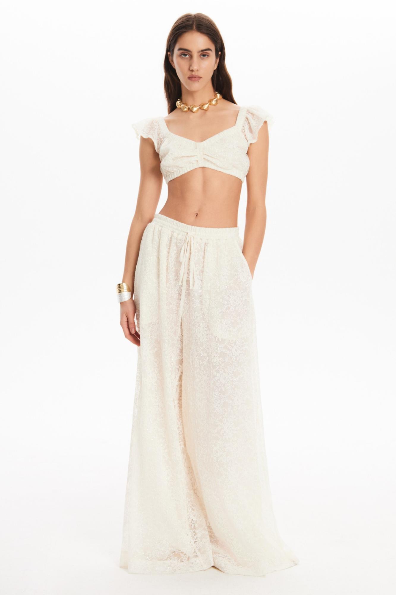 Seven Lab - Топ из кружева в молочном цвете