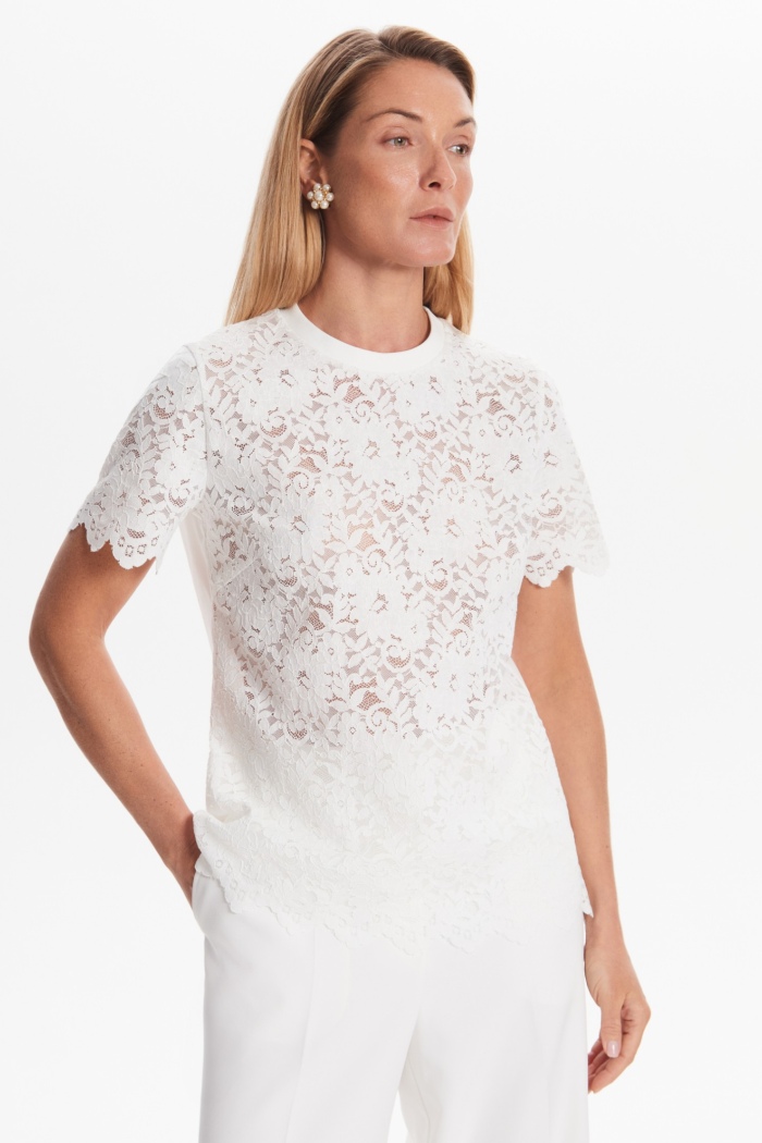 Seven Lab - Футболка из кружева в белом цвете
