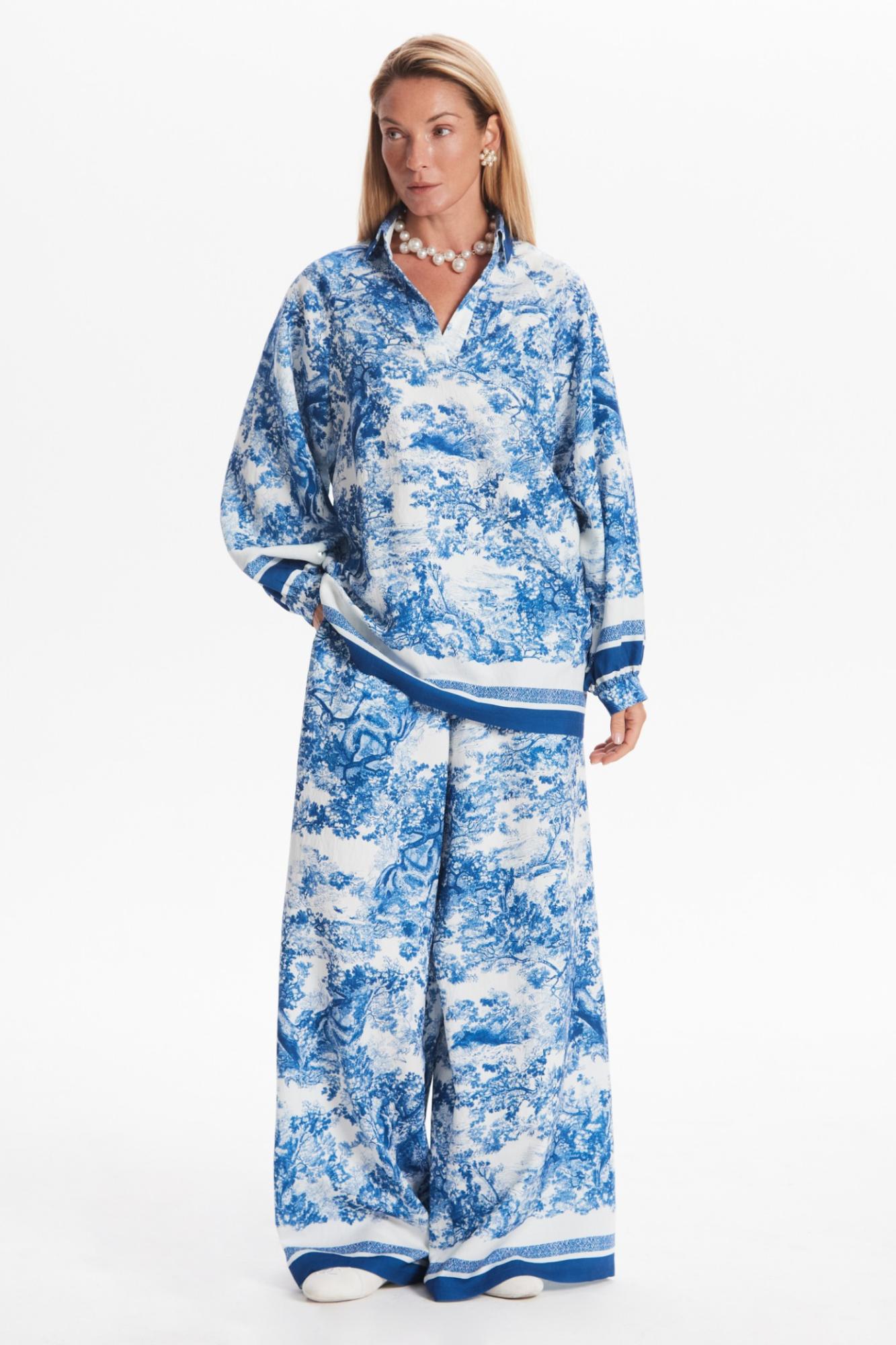 Seven Lab - Брюки с принтом туаль в синем цвете