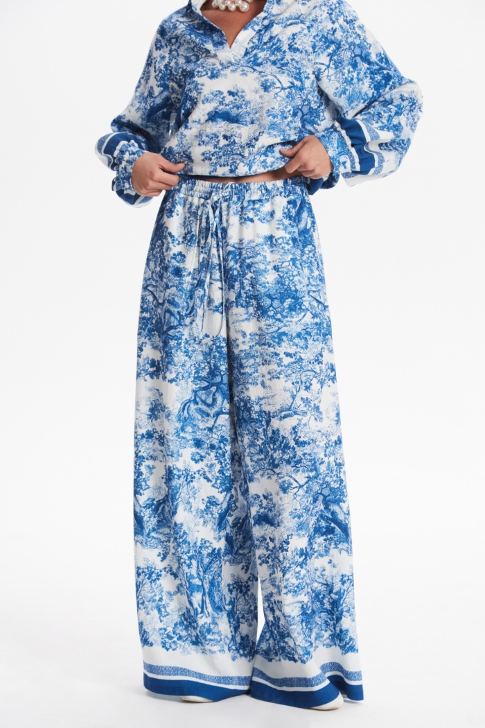 Seven Lab - Брюки с принтом туаль в синем цвете