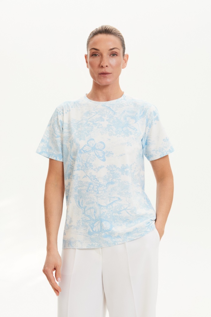 Seven Lab - Футболка принт туаль в голубом цвете