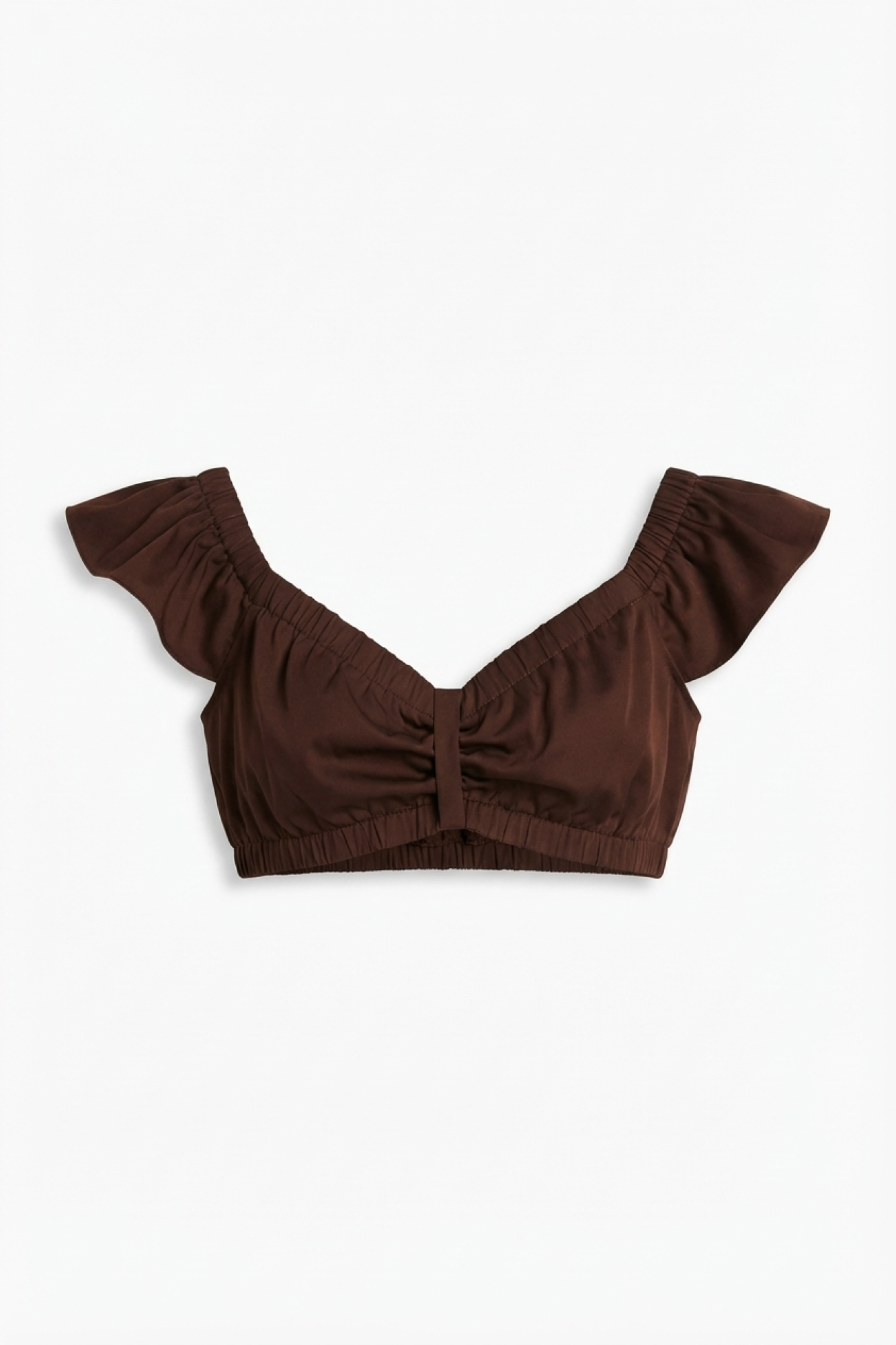 Seven Lab - Топ с акцентом на плечах в шоколадном цвете, женская