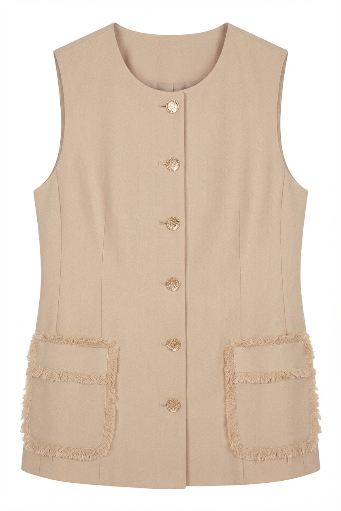 Seven Lab - Жилет с поясом в бежевом цвете, женская