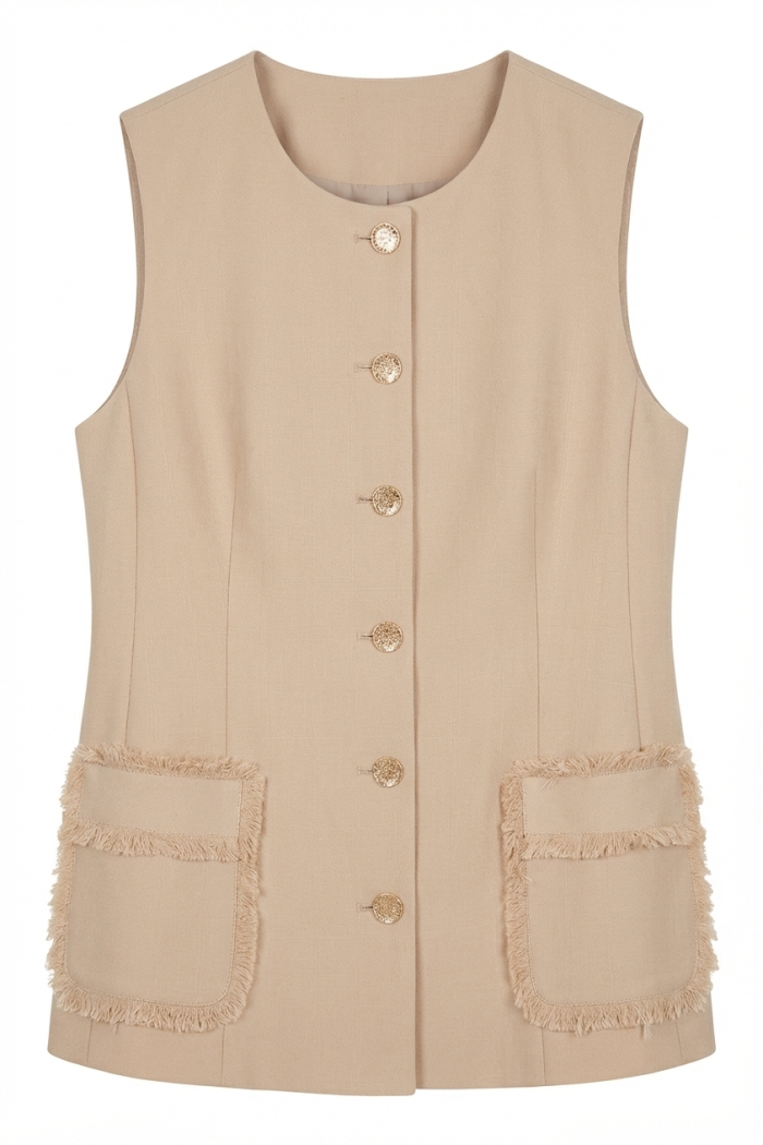 Seven Lab - Жилет с поясом в бежевом цвете