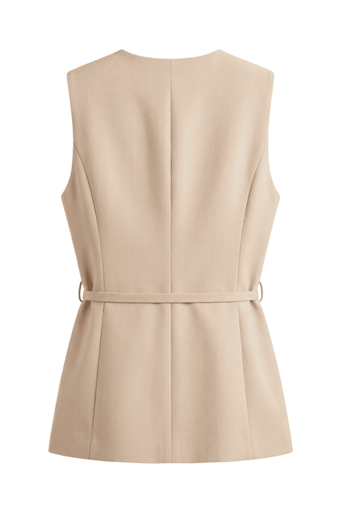 Seven Lab - Жилет с поясом в бежевом цвете