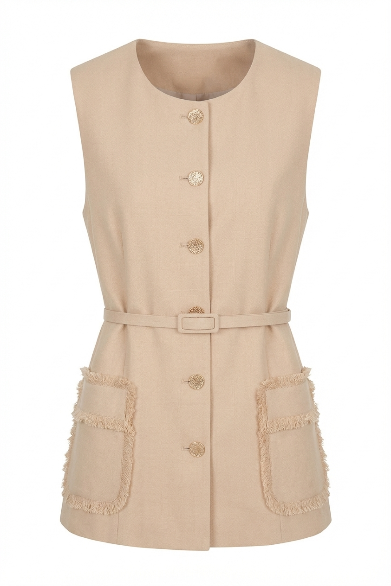 Seven Lab - Жилет с поясом в бежевом цвете, женская