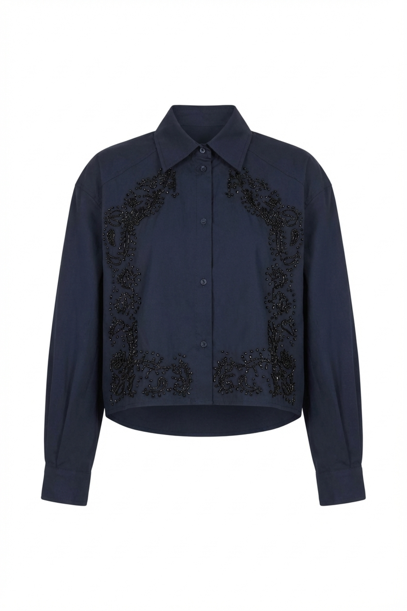 Seven Lab - Рубашка с вышивкой из бусин в темно-синем цвете, женская