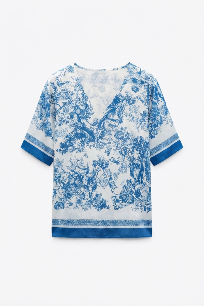 Seven Lab - Топ с принтом туаль в сине-голубом цвете