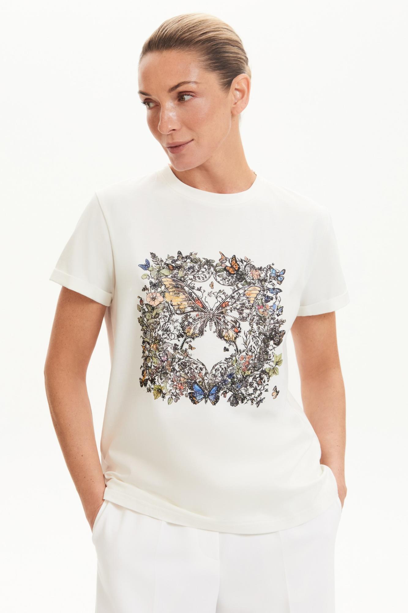 Seven Lab - Футболка с рисунком и со стразами в белом цвете, женская