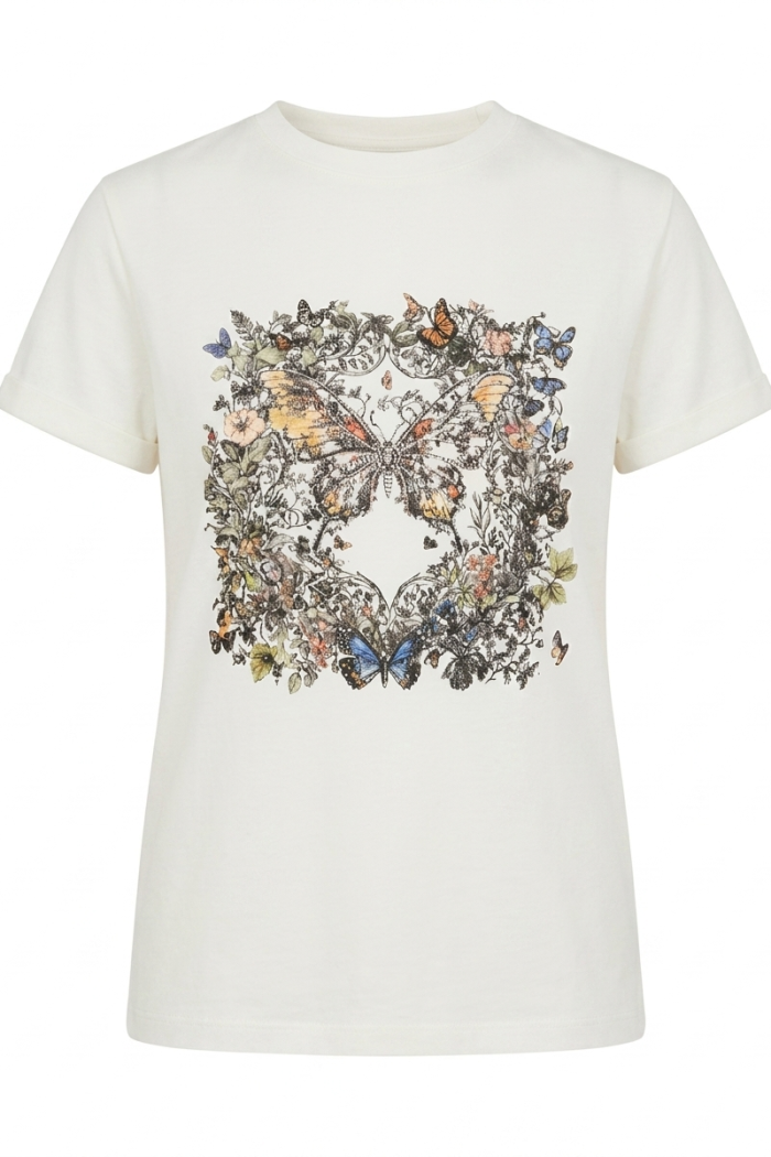 Seven Lab - Футболка с рисунком и со стразами в белом цвете