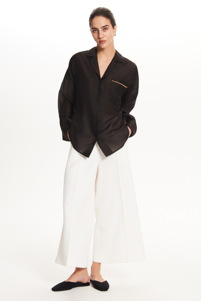 Seven Lab - Блуза с английским воротником в чёрном цвете