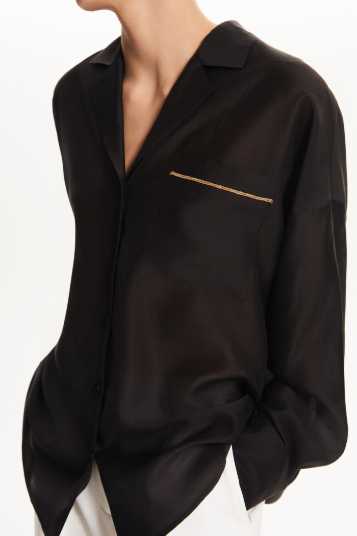 Seven Lab - Блуза с английским воротником в чёрном цвете