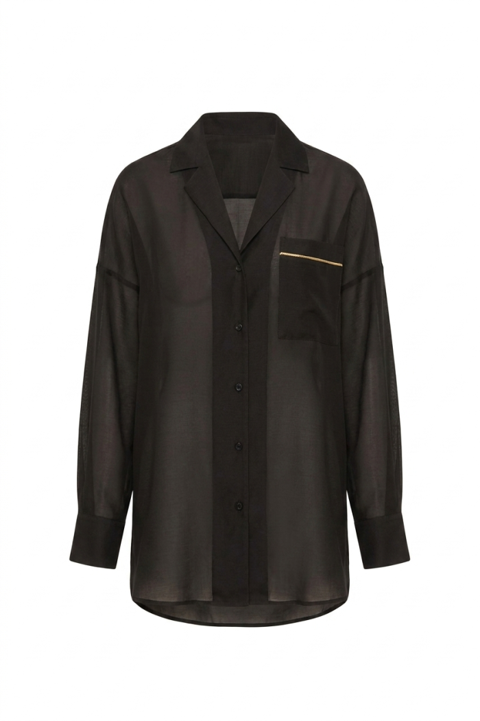 Seven Lab - Блуза с английским воротником в чёрном цвете