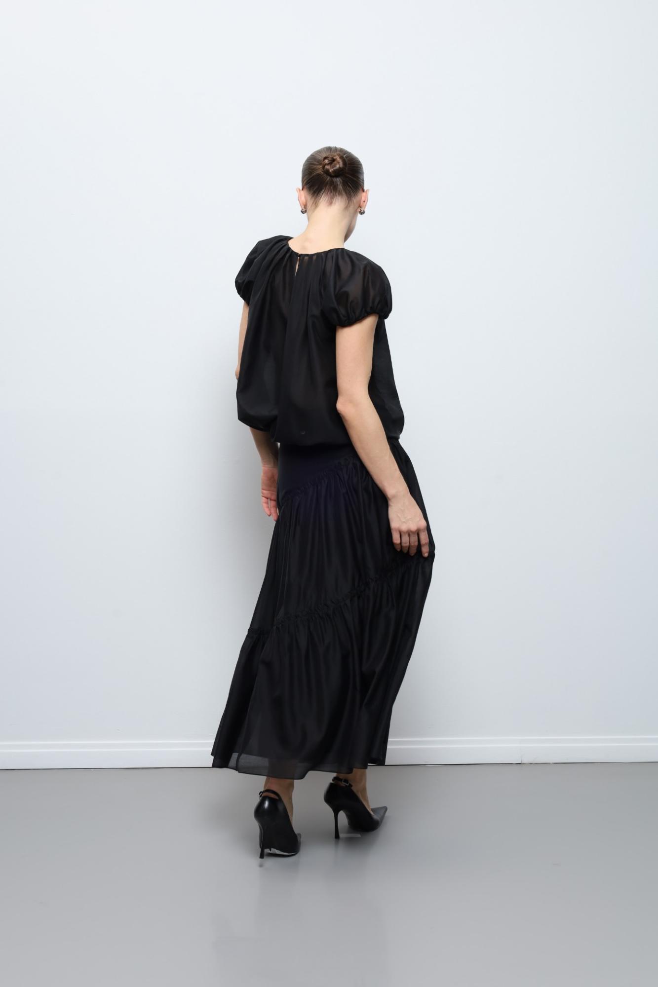 Seven Lab - Юбка из вуали со сборками в черном цвете, женская