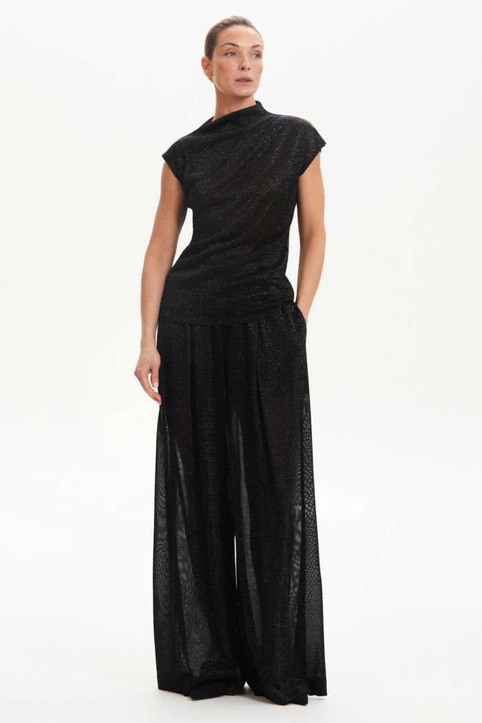Seven Lab - Брюки с люрексом в чёрном цвете