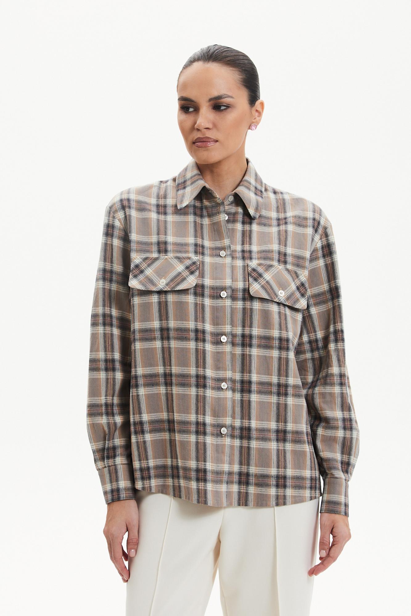 Seven Lab - Рубашка в клетку в бежевом цвете, женская