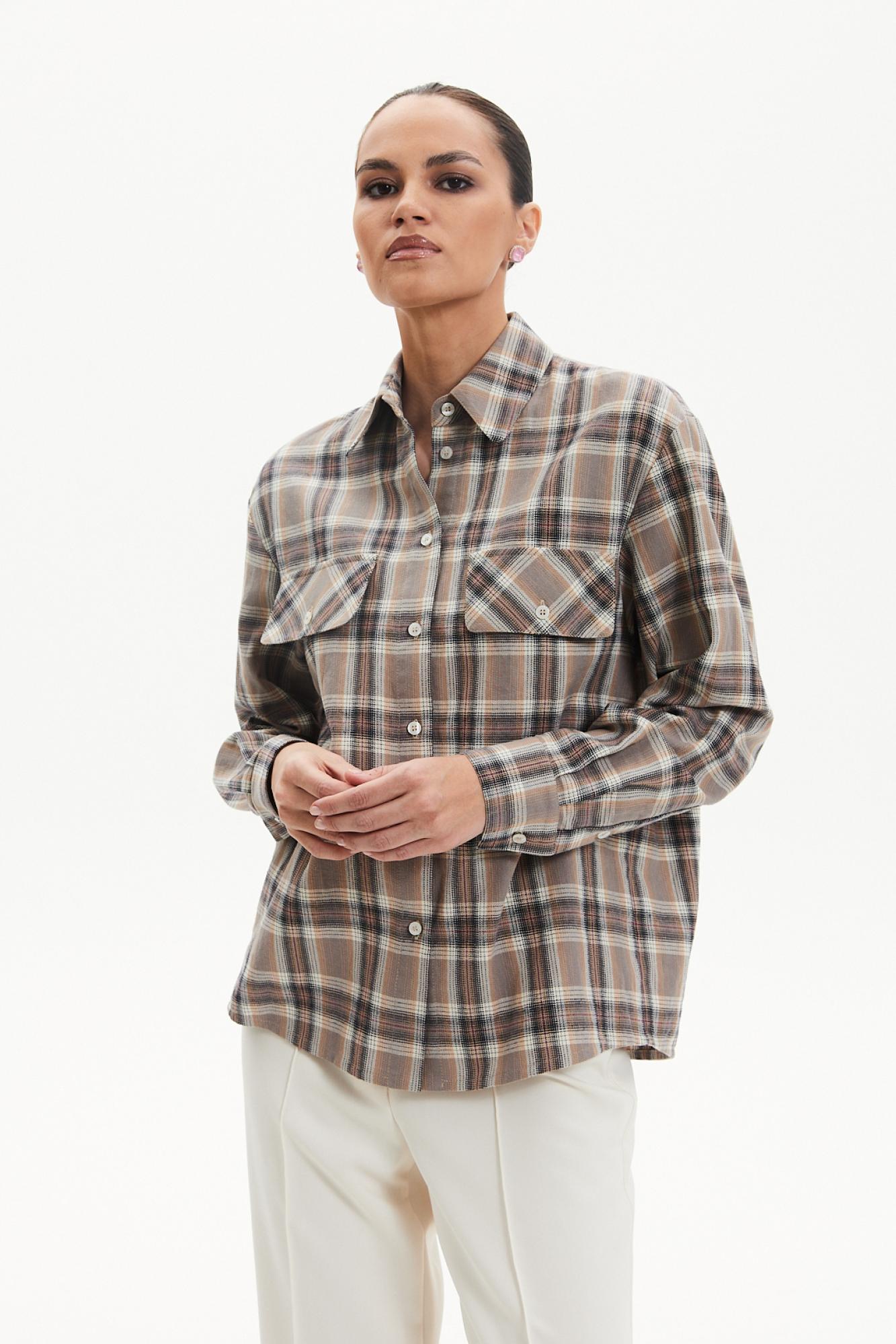 Seven Lab - Рубашка в клетку в бежевом цвете, женская